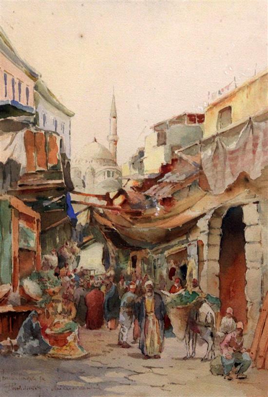 J. Pavlikevitch Street scene, Constantinople - Pavli-Kareef, 16 x 11.75in.